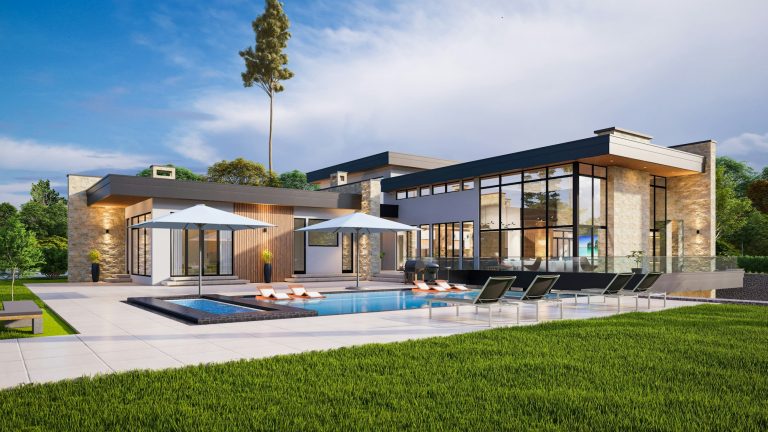 Contemporary detached house with swimming pool and terrace
