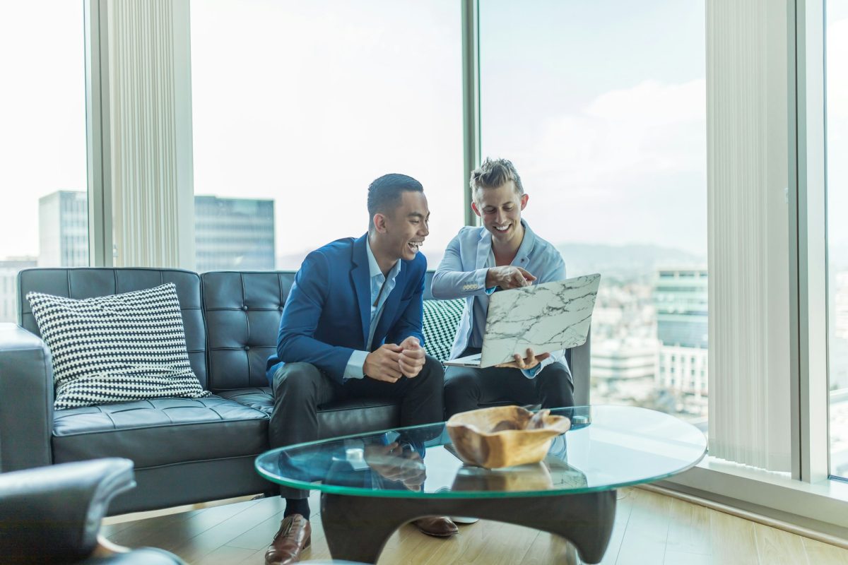 Property manager meeting a landlord in a modern apartment